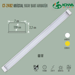 Cata CT-2482 80W Kristal Yatay Bant Armatür Beyaz