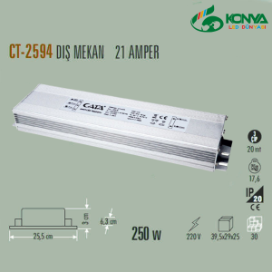 Cata CT-2594 21 Amper Şerit Led Trafosu (250W) Dış Mekan