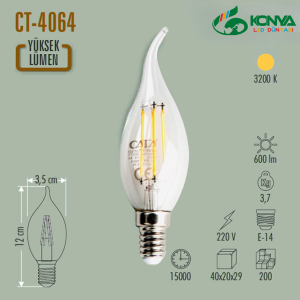 Cata CT-4064G 7W Led Filament Kıvrık Buji Günışığı