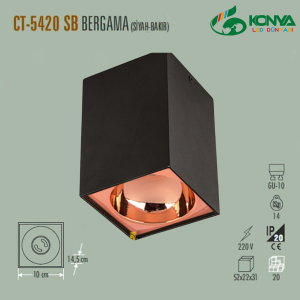 Cata CT-5420SB Bergama Sıva Üstü Armatür Gu-10 Siyah-Bakır