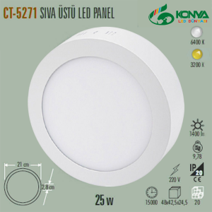 Cata CT-5271B 25W Sıva Üstü Led Yuvarlak Panel Beyaz