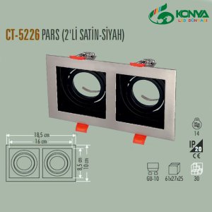 Cata CT-5226 Pars İkili Spot Satin-Siyah Boş Kasa