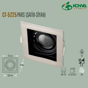 Cata CT-5225 Pars Kare Spot - Satin-Siyah Boş Kasa