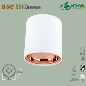 Cata CT-5421 Bb Foça Sıva Üstü Armatür Gu-10 Beyaz-Bakır