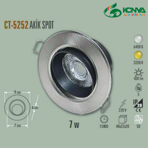 Cata CT-5252B 7W Akik Cob Led Armatür - Satin Kasa Beyaz