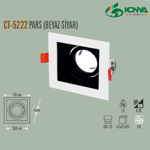 Cata CT-5222 Pars Kare Spot - Beyaz-Siyah Boş Kasa