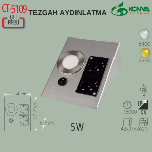 Cata CT-5109B 5W Tezgah Aydınlatma Üçgen Spot  