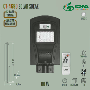 Cata CT-4690 60W Solar Sokak Armatürü