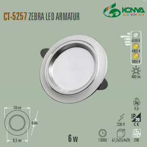 Cata CT-5257 6W Zebra Led Armatür Beyaz-Krom 3 Renk