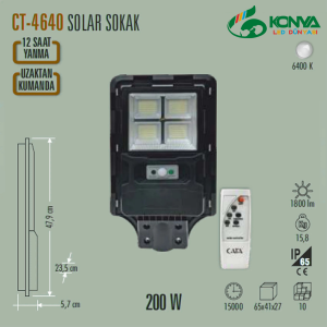 Cata CT-4640 200W Solar Sokak Armatürü