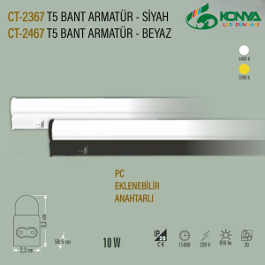 Cata CT-2467B 10W T5 Ledli Bant Armatür