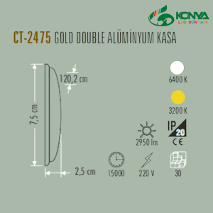 Cata CT-2475B 40W Gold Yatay Ledli Bant Armatür
