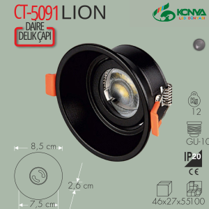 Cata CT-5091 Lion Yuvarlak Spot - Siyah Boş Kasa