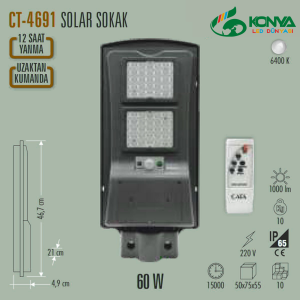 Cata CT-4691 60W Solar Sokak Armatürü