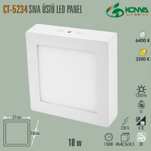 Cata CT-5234B 18W Sıva Üstü Led Panel Kare Beyaz