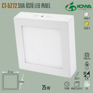 Cata CT-5272B 25W Sıva Üstü Led Panel Kare Beyaz