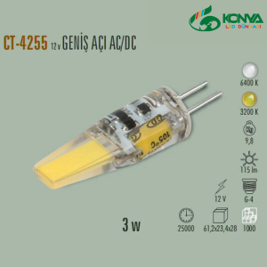 Cata CT-4255B 3W Cob Ledli G-4 Kapsül Ampul 12V 
