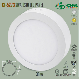 Cata CT-5273B 30W Sıva Üstü Led Panel Yuvarlak Beyaz