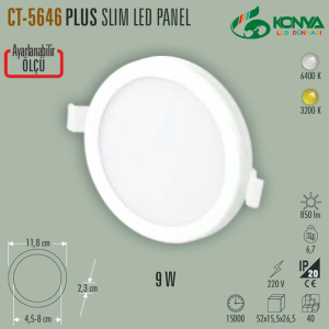 Cata CT-5646B 9W Plus Led Panel Beyaz