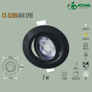 Cata CT-5200B 7W Lal Led Spot - Siyah Kasa  