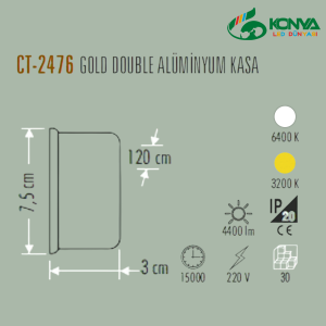 Cata CT-2476B 72W Gold Yatay Ledli Bant Armatür 