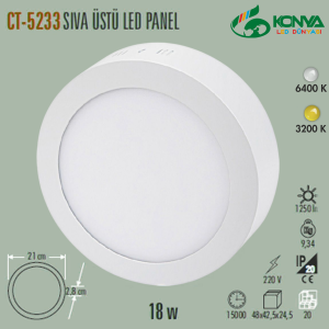 Cata CT-5233B 18W Sıva Üstü Led Panel Yuvarlak Beyaz
