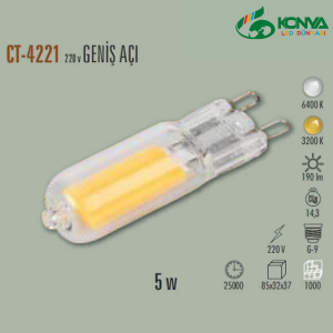 Cata CT-4221B 5W Cob Ledli G-9 Kapsül Ampul 220V Beyaz