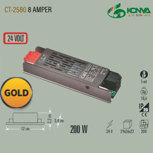 Cata CT-2580 24V 8 Amper Serıt Led Trafosu 200W