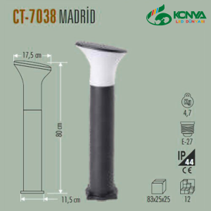 Cata  CT-7038 Madrid Bahçe Armatürü 80 Cm E27