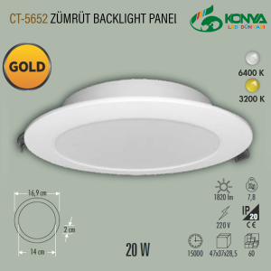 Cata CT-5652B 20W Zümrüt Backlight Gold Panel Beyaz