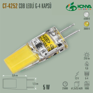 Cata CT-4252B 5W Cob Ledli G-4 Kapsül Ampul 12V 