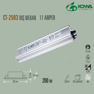 Cata CT-2593 17 Amper Şerit Led Trafosu (200W) Dış Mekan