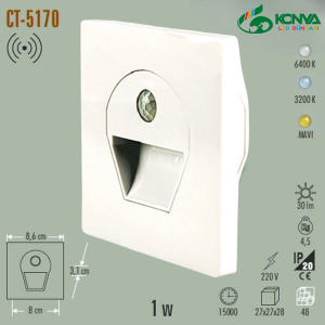 Cata CT-5170 1W Sensörlü Ledli Koridor Armatürü Beyaz