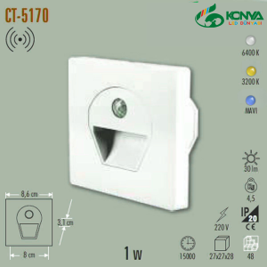 Cata CT-5170G 1W Sensörlü Ledli Koridor Armatürü Günışığı