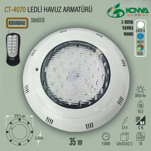 Cata CT-4070 35W Ledli Havuz Armatürü Kumandalı 