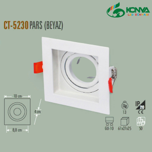 Cata CT-5230 Pars Kare Spot - Beyaz Boş Kasa