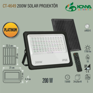 Cata CT-4649 200W Platınum Solar Led Projektör Beyaz