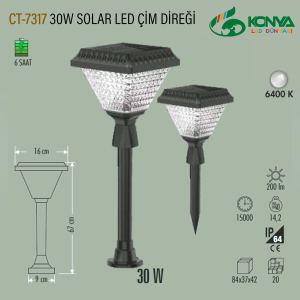 Cata CT-7317 30W Solar Led Çim Direği