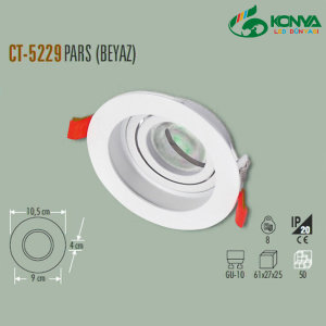 Cata CT-5229 Pars Spot Yuvarlak - Beyaz Boş Kasa