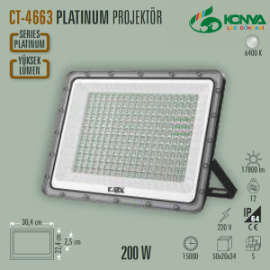 Cata CT-4663B 200W Platınum Led Projektör Beyaz