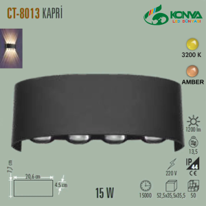 Cata CT-8013A 15W Kapri Led Aplik Dış Mekan Amber