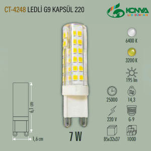 Cata CT-4248B 7W Ledli G-9 Kapsül Ampul 220V  