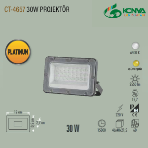 Cata CT-4657 30W Slim Led Projektör Beyaz
