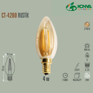Cata CT-4280 4W Rustik Led Bujı Ampul - E14 Amber