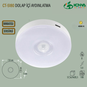 Cata CT-5180 Sarjlı Dolap İçi Aydınlatma Mıknatıslı (4000K)